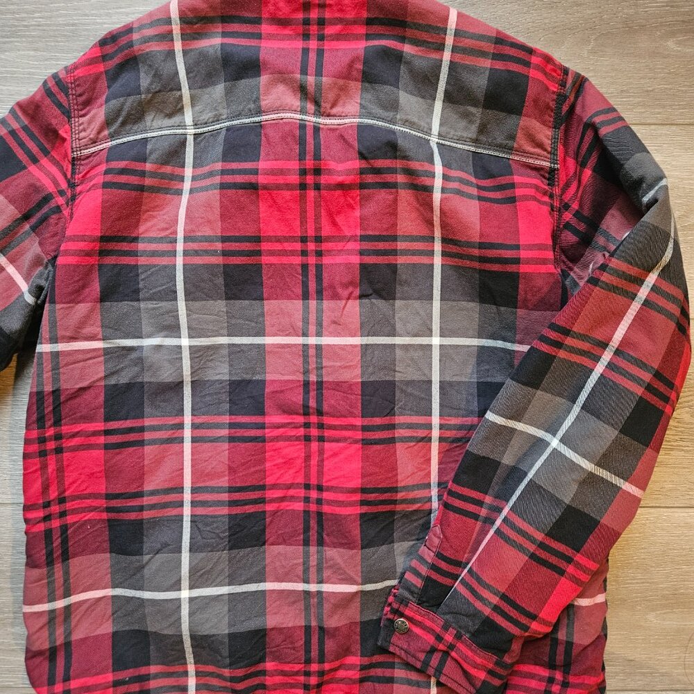 North Face Men's plaid red black faux sherpa lined shirt jacket size L - Picture 7 of 8